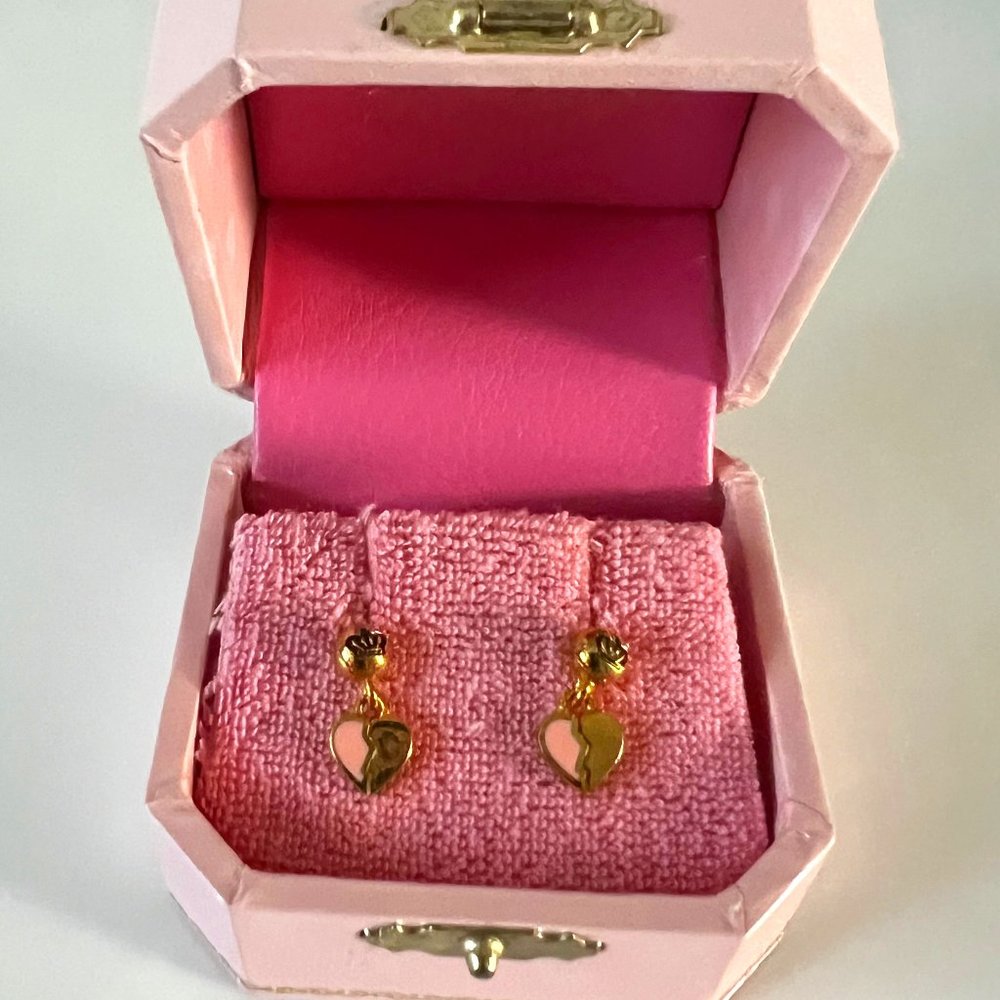 Juicy couture pink & gold-tone heart earrings -NWB